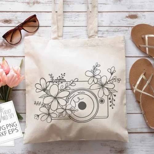 Floral Camera SVG File, Camera Svg, Camera With Flowers Svg, Floral Camera Tshirt SVG, Floral Camera Bag| Svg,png,flower Camera Cut File