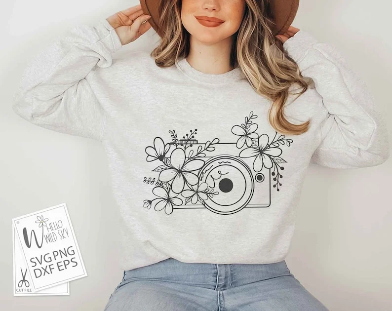 Floral Camera SVG File, Camera Svg, Camera With Flowers Svg, Floral Camera Tshirt SVG, Floral Camera Bag| Svg,png,flower Camera Cut File - Image 9