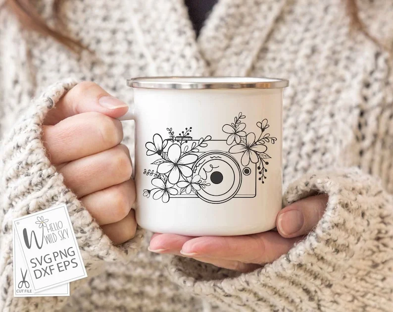Floral Camera SVG File, Camera Svg, Camera With Flowers Svg, Floral Camera Tshirt SVG, Floral Camera Bag| Svg,png,flower Camera Cut File - Image 10