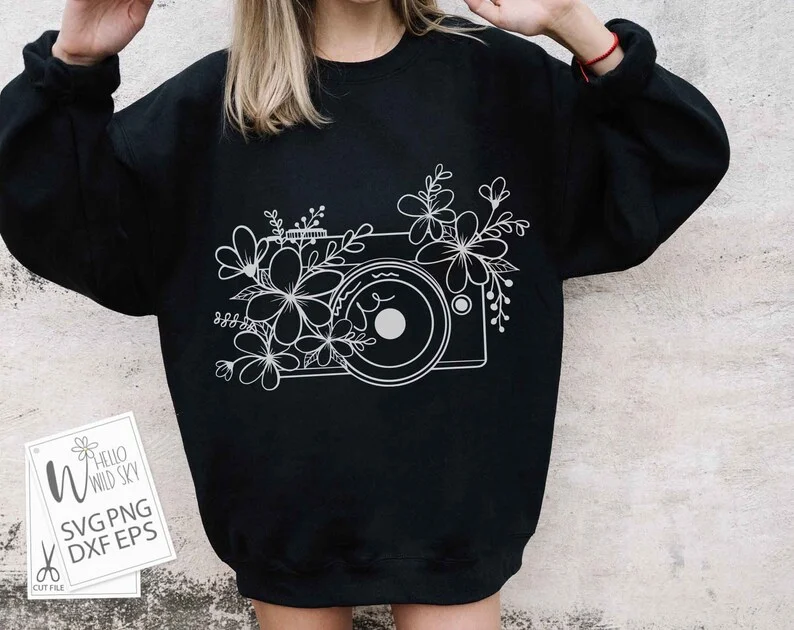 Floral Camera SVG File, Camera Svg, Camera With Flowers Svg, Floral Camera Tshirt SVG, Floral Camera Bag| Svg,png,flower Camera Cut File - Image 11