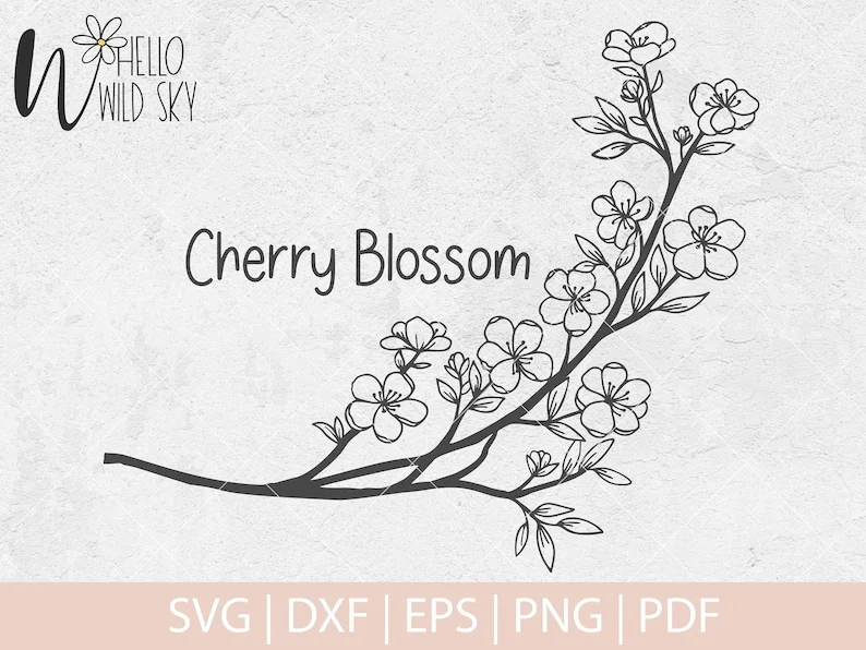 Cherry Blossom SVG, Sakura Flower Clipart, Flowers Svg, Botanical Svg, Sakura Tree Svg, Sakura Branch SVG, Floral SVG - Image 2