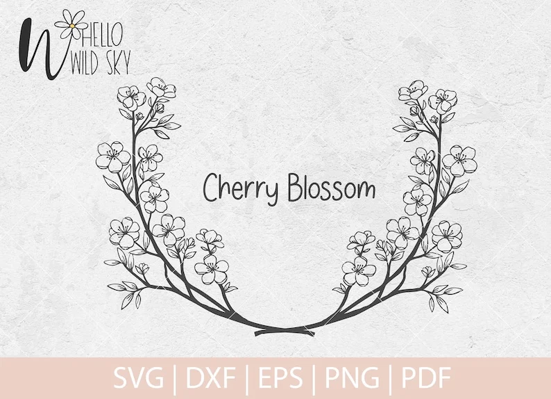 Cherry Blossom SVG, Sakura Flower Clipart, Flowers Svg, Botanical Svg, Sakura Tree Svg, Sakura Branch SVG, Floral SVG - Image 6