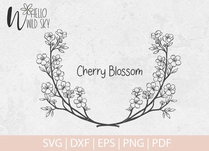 Cherry Blossom SVG, Sakura Flower Clipart, Flowers Svg, Botanical Svg, Sakura Tree Svg, Sakura Branch SVG, Floral SVG - Image 3
