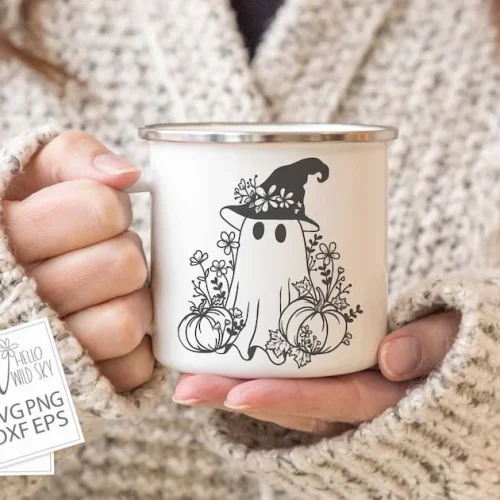Spooky Ghost, Halloween Svg, Fall SVG, Pumpkins, Leaves SVG, Cute Flower Ghost Svg, Cute Ghost Svg, Flower Ghost Svg, Ghouls