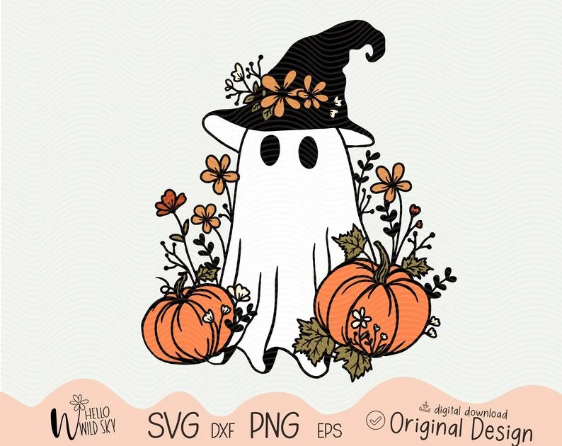 Spooky Ghost, Halloween Svg, Fall SVG, Pumpkins, Leaves SVG, Cute Flower Ghost Svg, Cute Ghost Svg, Flower Ghost Svg, Ghouls - Image 7