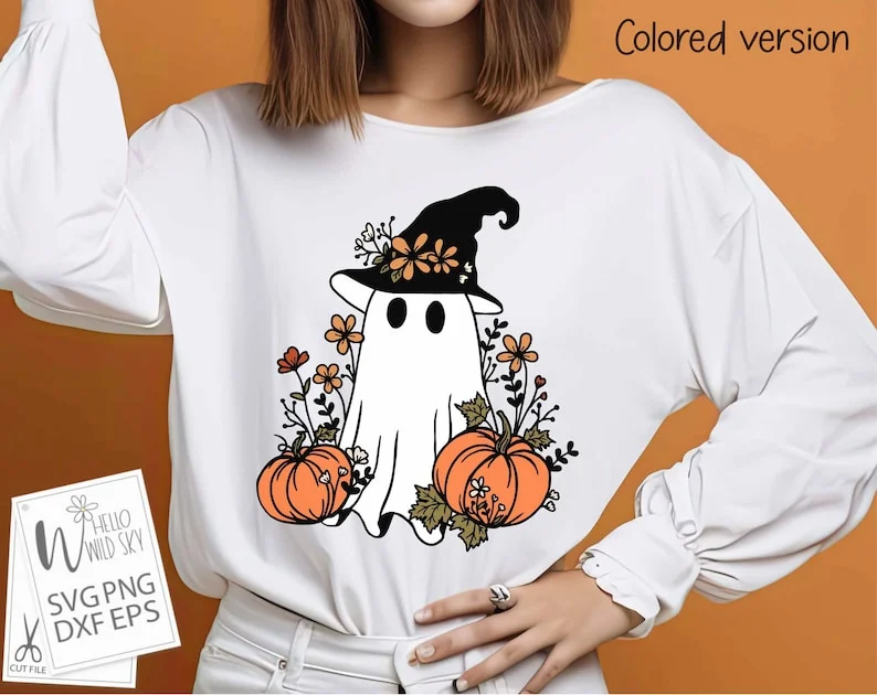 Spooky Ghost, Halloween Svg, Fall SVG, Pumpkins, Leaves SVG, Cute Flower Ghost Svg, Cute Ghost Svg, Flower Ghost Svg, Ghouls - Image 11