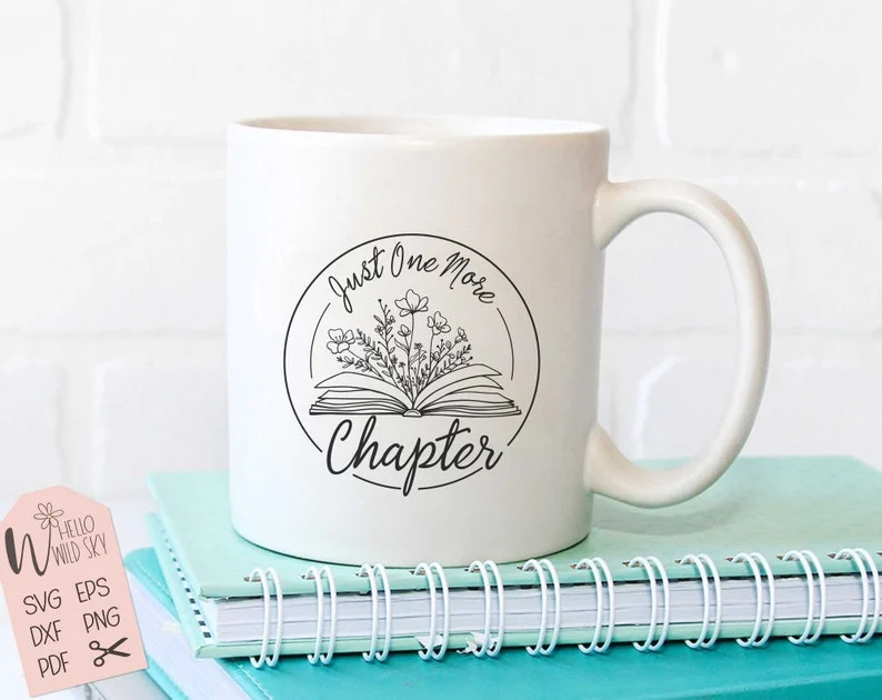 Just One More Chapter Svg, Book SVG Design, Book With Flowers Svg, Book Svg, Wildflower SVG File for Cricut, Book Lover Svg, Teacher Shirt - Image 2