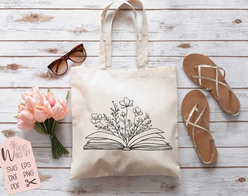 Book SVG Design, Book With Flowers Svg, Book Svg, Wildflower SVG File for Cricut, Book Lover Svg, Flowers Growing Out of a Book - Image 4