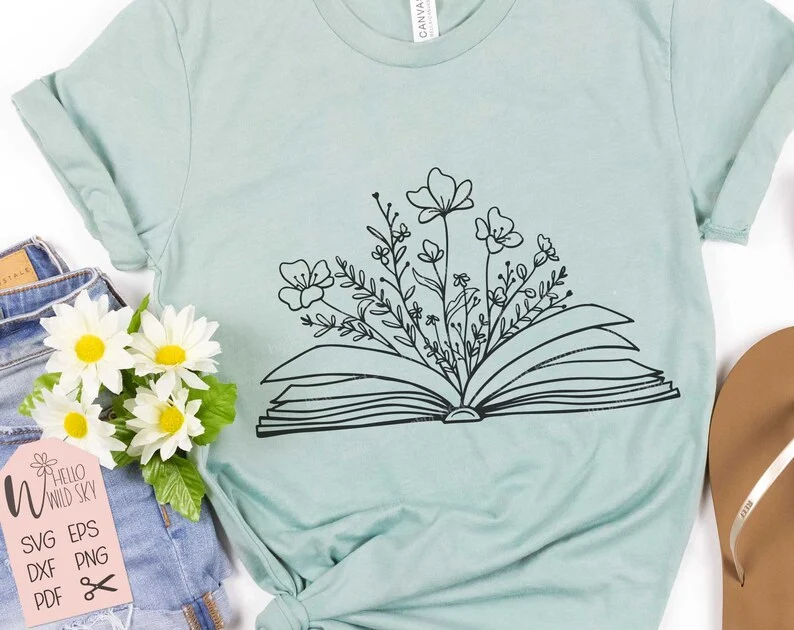 Book SVG Design, Book With Flowers Svg, Book Svg, Wildflower SVG File for Cricut, Book Lover Svg, Flowers Growing Out of a Book - Image 8