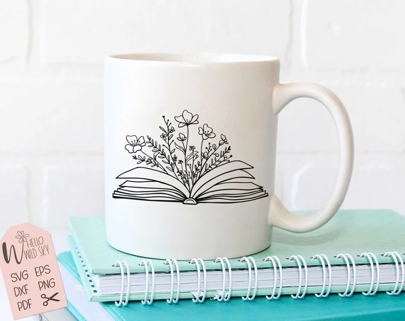 Book SVG Design, Book With Flowers Svg, Book Svg, Wildflower SVG File for Cricut, Book Lover Svg, Flowers Growing Out of a Book - Image 9