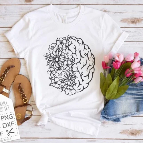 Mental Health Matters SVG File for Cricut, Mental Health Svg, Flower Brain Svg, Wildflower Svg, Human Brain Clipart, Wildflower Brain SVG