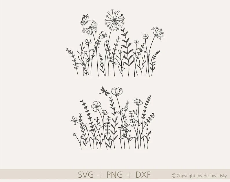 Wildflower Svg Bundle, Minimalist Flower Png, Flower Meadow Svg, Wildflower Clipart, Bouquet SVG, Floral Svg, Minimalist Flower Bouquet - Image 10