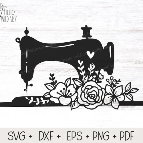Floral Sewing Machine laser cut design, view 5