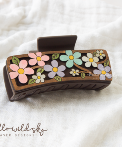 Floral Hair Claw Clip, Floral Hair Clip Laser File, Flower Hair Clip svg
