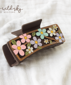 Alternative view of Floral Hair Claw Clip, Floral Hair Clip Laser File, Flower Hair Clip svg