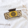 Sunflower Leopard Hair Clip, Sunflower Engraved Hair Clip, Leopard Print Hair Clip Laser File