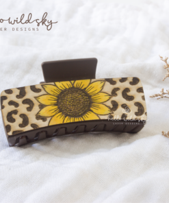 Alternative view of Sunflower Leopard Hair Clip, Sunflower Engraved Hair Clip, Leopard Print Hair Clip Laser File