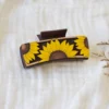 Sunflower Hair Clips Laser Cut SVG, Sunflower Claw Clip 4.1",