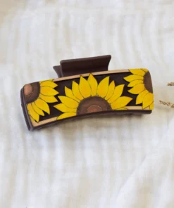 Sunflower Hair Clips Laser Cut SVG, Sunflower Claw Clip 4.1",