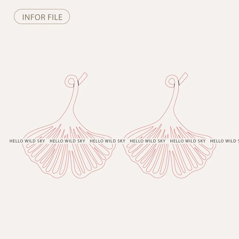 Ginkgo Leaf Laser Engraved Earrings, Ginkgo Leaf Earring Laser Cut File, Earring DIGITAL DOWNLOAD FILE - Image 6