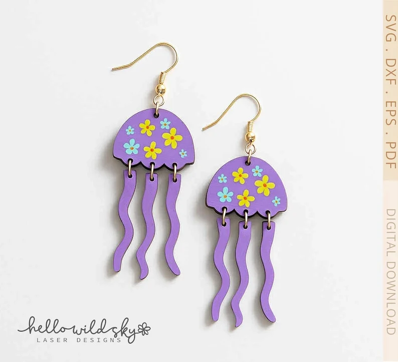 Jellyfish Earrings laser cut file