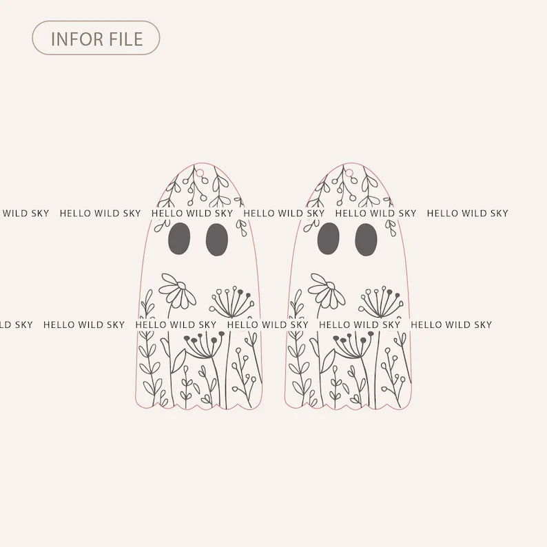 Engraved Wildflower Ghost Earrings SVG Laser File (digital Download) - Image 4