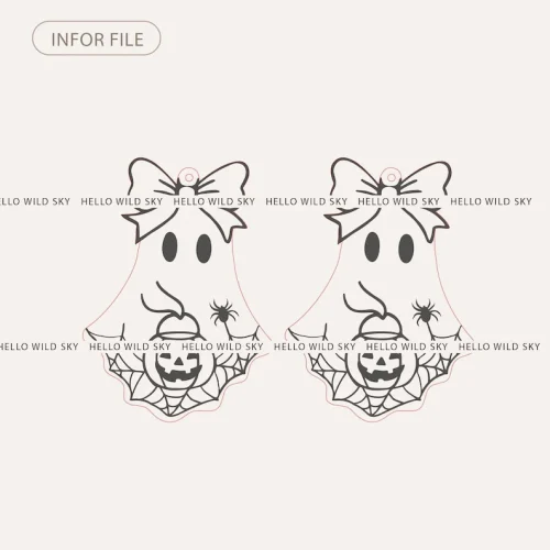 Lace Ghost Coquette Earrings laser cut design, view 5