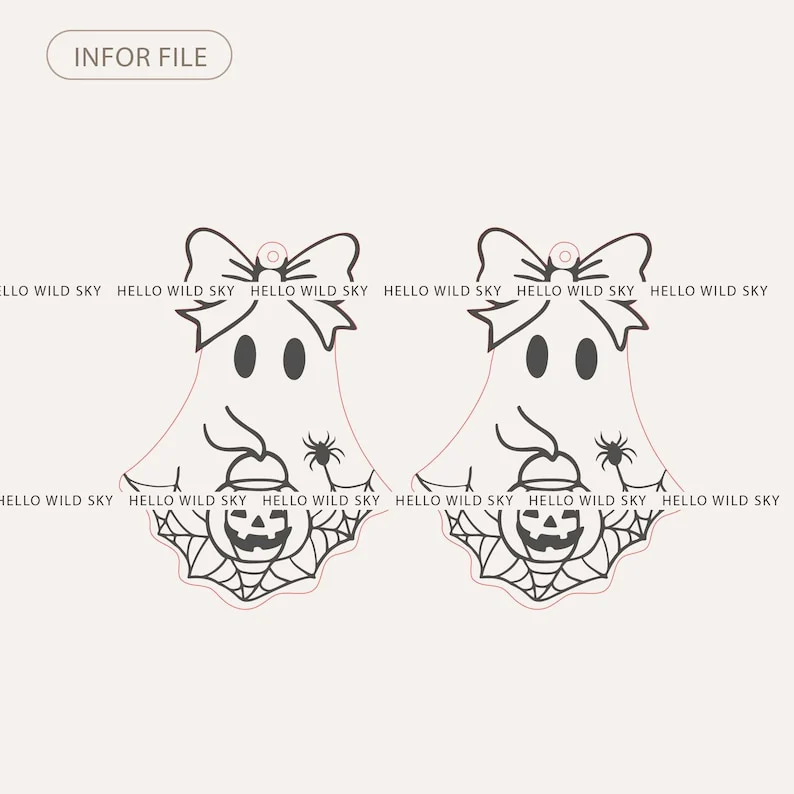Lace Ghost Coquette Earrings laser cut design, view 5