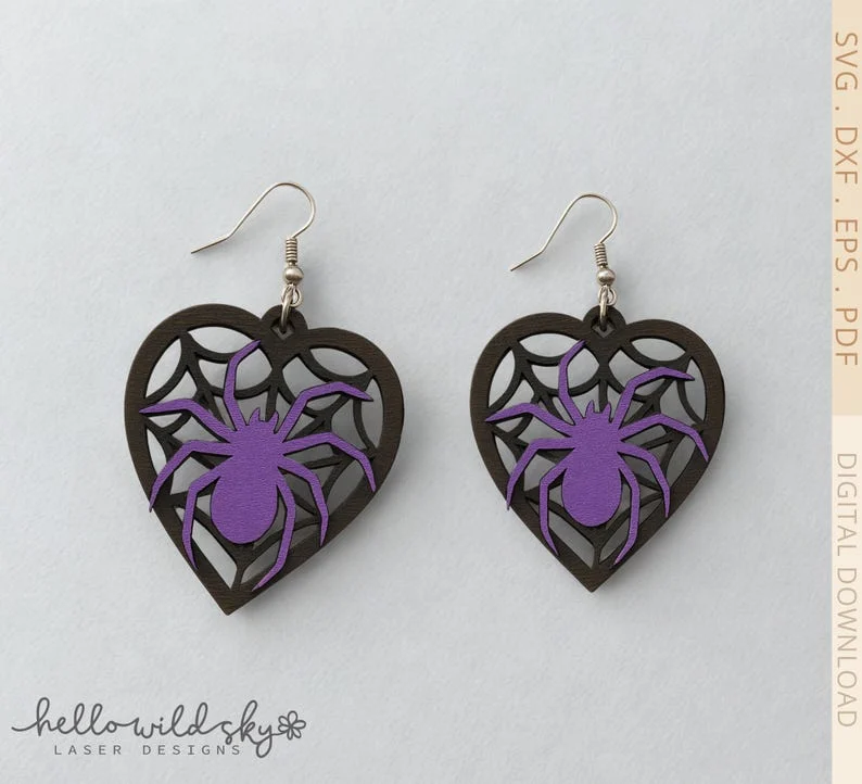 Spider Web Halloween Earrings laser cut file