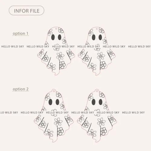 Retro Floral Ghost Earring laser cut design, view 4
