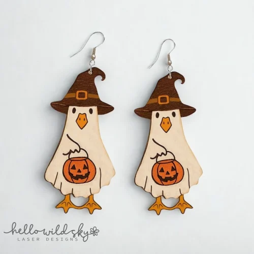 Spooky Goose Ghost Earrings SVG: Laser Cut Halloween Jewelry (digital Download)