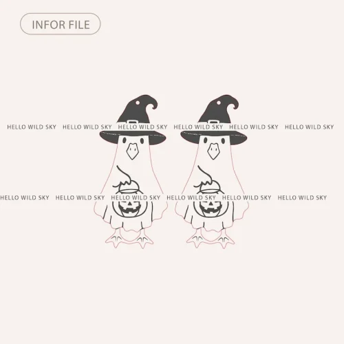Spooky Goose Ghost Earrings laser cut design, view 4