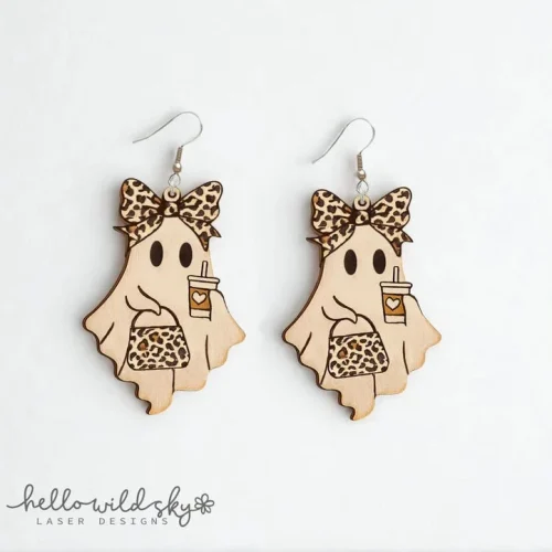 Leopard Ghost Laser Cut Earrings: Halloween SVG File (digital Download)