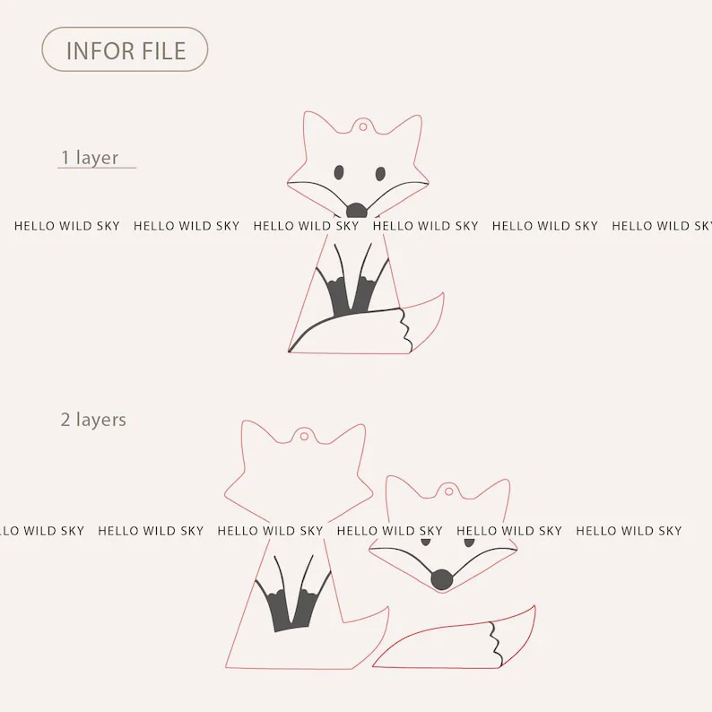 Fox Wood Earring Laser Cut File, Animal Laser Cut File, Fox Laser Earring File, Glowforge Laser Earrings - Image 5