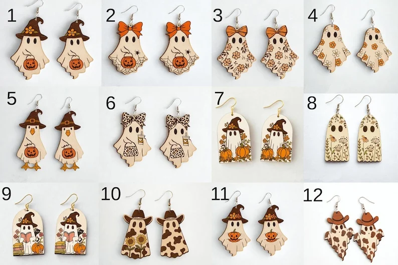 Ghost Halloween Bundle Earring laser cut file