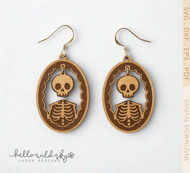 Skeleton Earrings for Cutting Earrings laser cut file