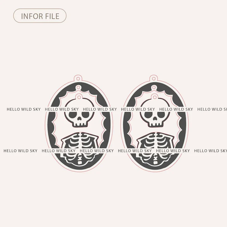 Skeleton Earrings for Cutting Earrings laser cut design, view 4