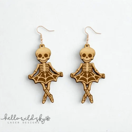 Dancing Skeletons Laser Earrings Design, Skeleton Earrings Halloween Designs, Spooky Halloween Earring (digital Download)