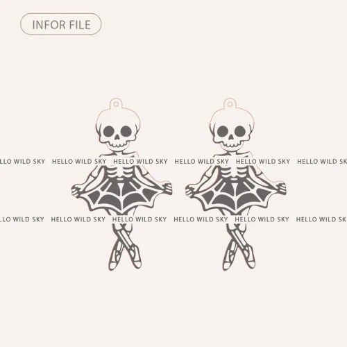 Dancing Skeletons Earrings Design laser cut design, view 5