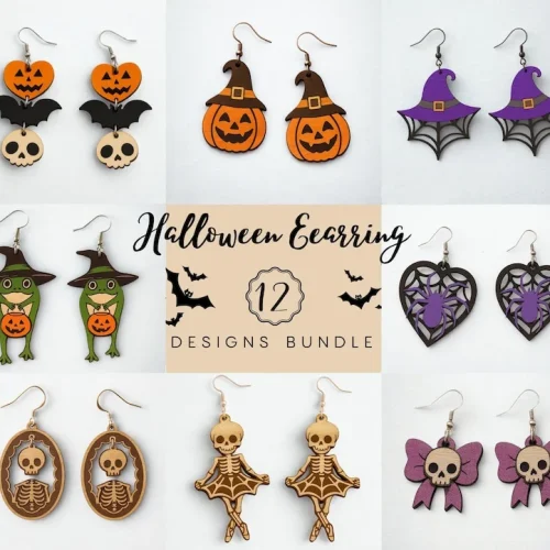 Halloween Bundle 12 Earrings laser cut design, view 3