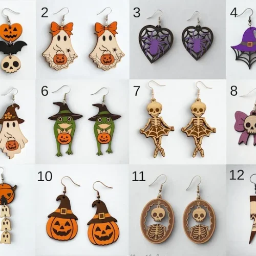 Halloween Bundle 12 Earrings laser cut design, view 4