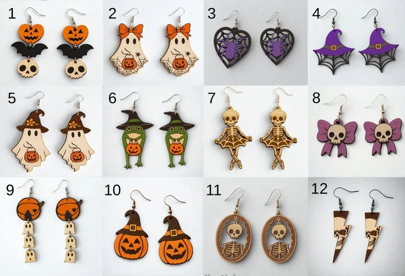 Halloween Bundle 12 Earrings laser cut file
