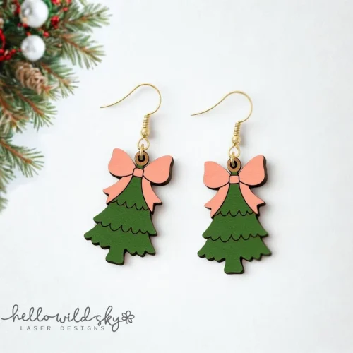 Christmas Tree Earrings Laser Cut File, Christmas Tree Earrings SVG, Earring File for Laser, (digital Download)
