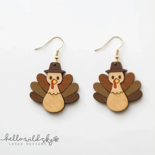 Turkey Earring SVG File, Fall Turkey Laser Earring SVG File, Thanksgiving Gobble Design, Thanksgiving (digital Download)