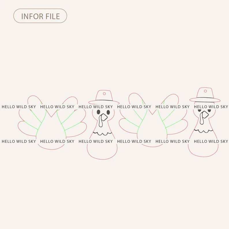 Turkey Earring SVG File, Fall Turkey Laser Earring SVG File, Thanksgiving Gobble Design, Thanksgiving (digital Download) - Image 4