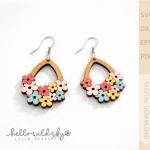 Floral Earrings SVG, Earrings SVG, Floral Earrings Templates Cut File, Spring Laser Earring, Cute Glitter Laser Cut File (digital Download)
