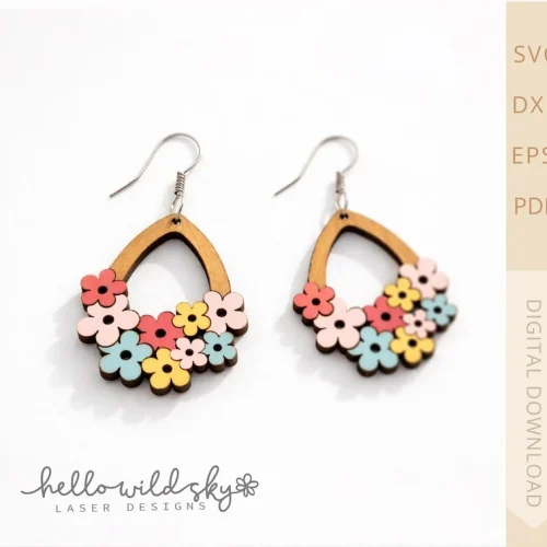 Floral Earrings SVG, Earrings SVG, Floral Earrings Templates Cut File, Spring Laser Earring, Cute Glitter Laser Cut File (digital Download)