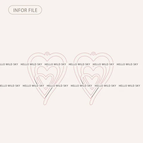 One Line Heart Earrings laser cut design, view 4