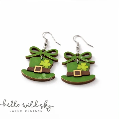 Patrick's Day SVG Earrings, Hat St. Patrick's Day SVG File, Dangle Earring File, Laser Cut Template Earrings (digital Download)