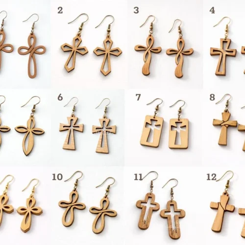 Cross Earring Bundle SVG, Religious Cross Lasercut, Easter Wood Earring Svg, Christian Cross Earrings SVG, Earrings Glowforge Svg